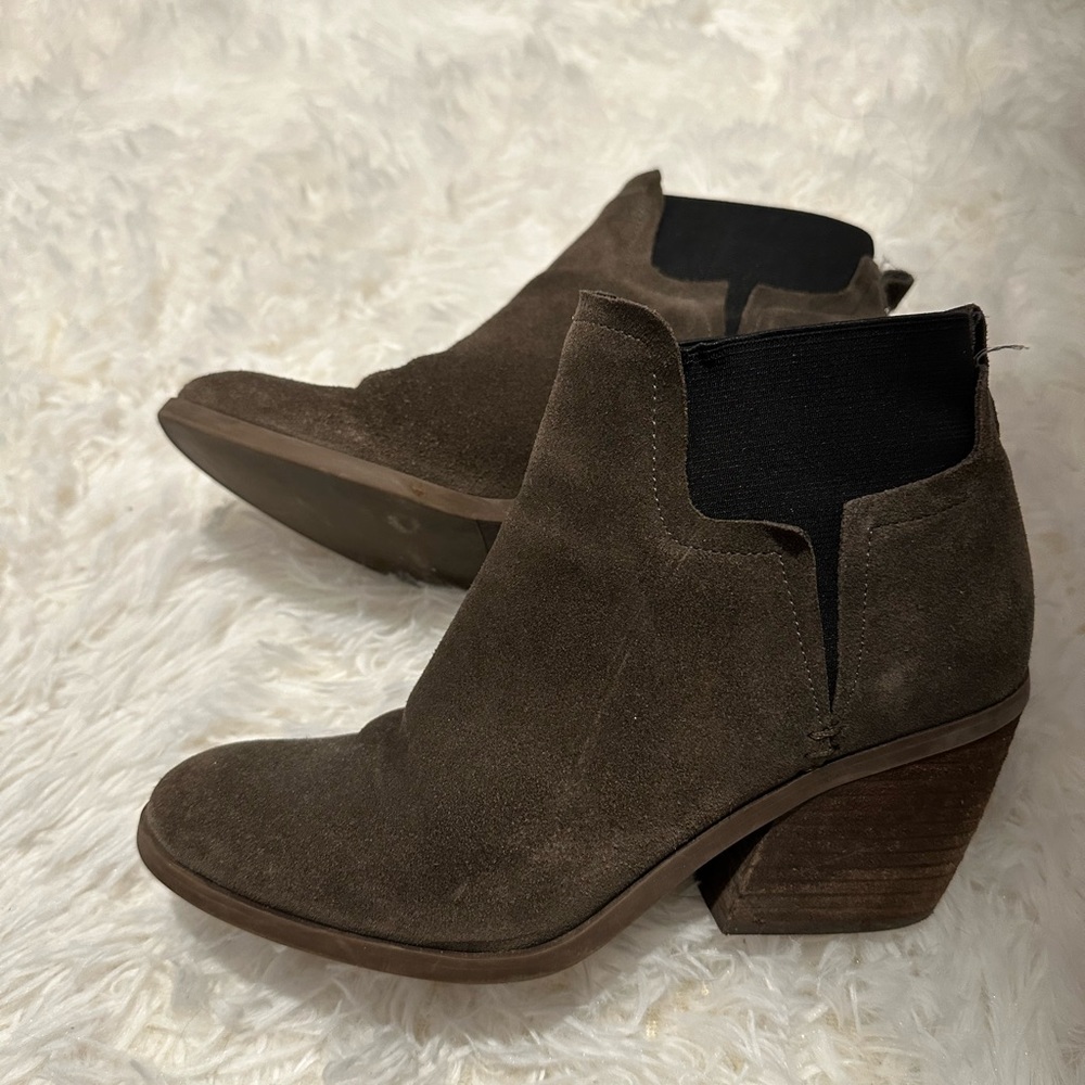 Olive Green Suede Booties